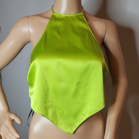 NWT SER.O.YA Silk Bess Scarf Top Green Chartreuse. Size Medium - Picture 1 of 13